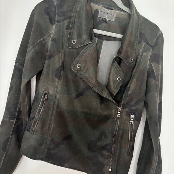 Marrakesh for Anthropologie green camo sueded moto jacket. Size Small - Picture 4 of 8
